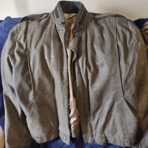 Perfect Leather Goods Olive Green alligator print Leather Jacket Size Large